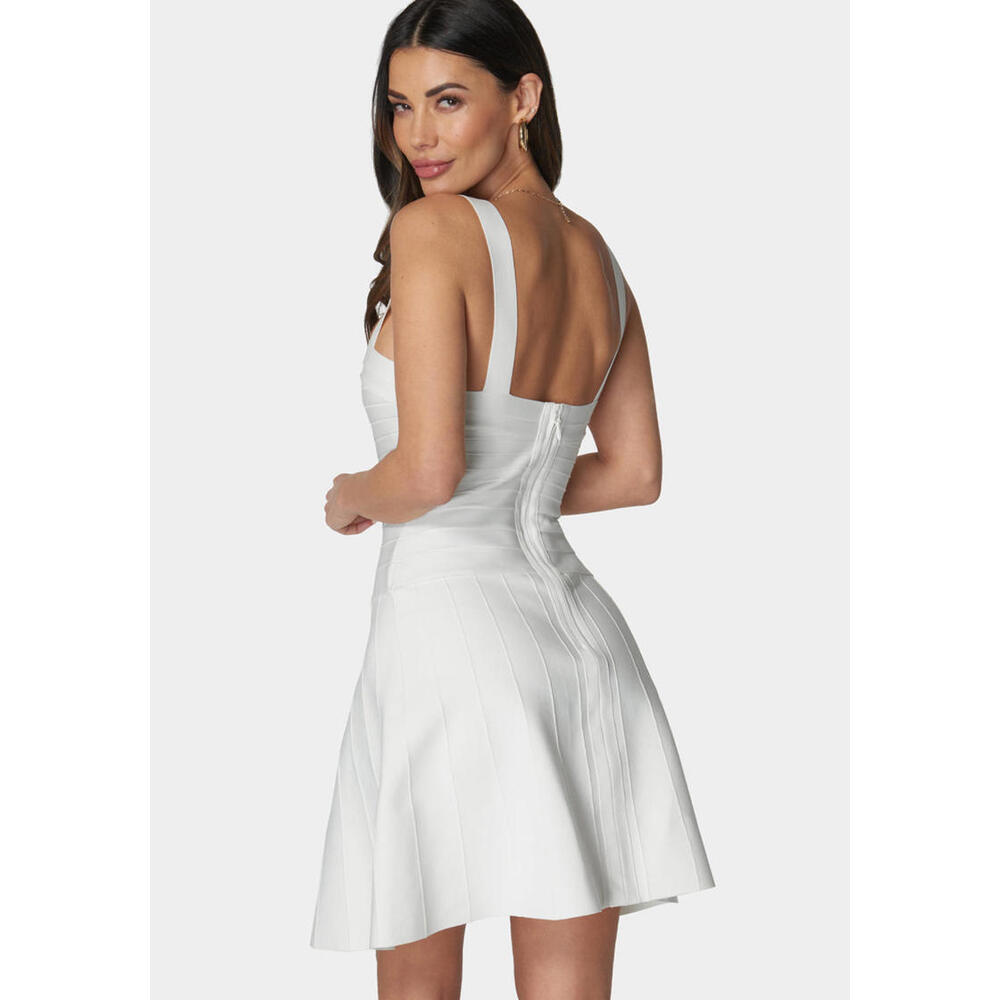 NWT Bebe Bandage Square neck White Mini Dress Size M - Picture 8 of 9